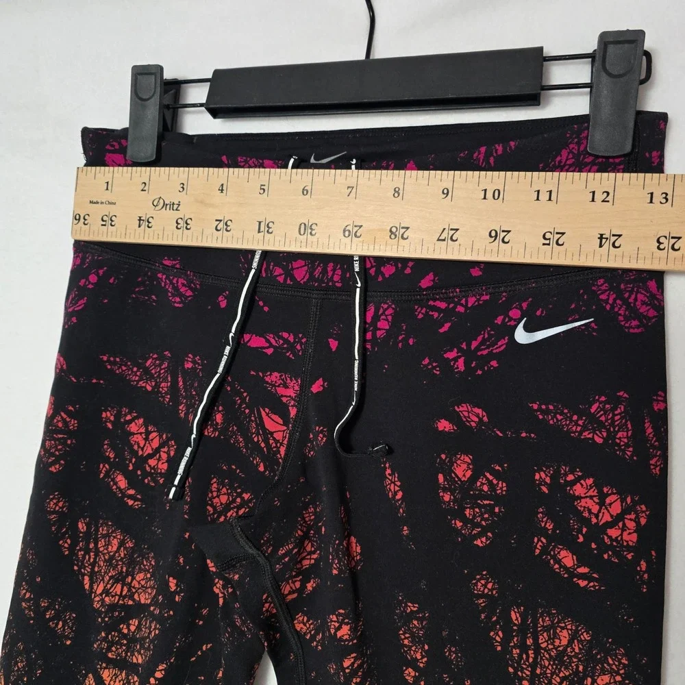 Nike Dri-Fit Women's‎ Running Leggings Black Orange Pink Abstract Tree Size S